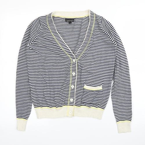 Topshop Womens Blue Striped  Cardigan Jumper Size 6