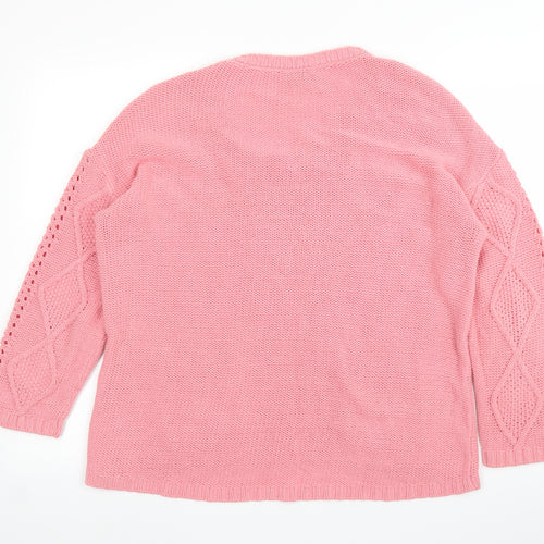 M&S Womens Pink Argyle/Diamond  Pullover Jumper Size 12