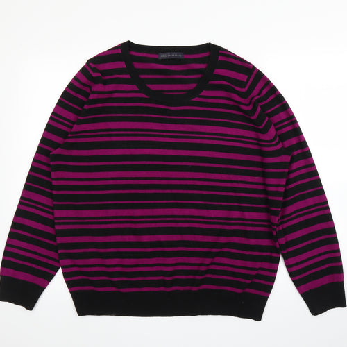 M&S Womens Purple Striped  Pullover Jumper Size 20