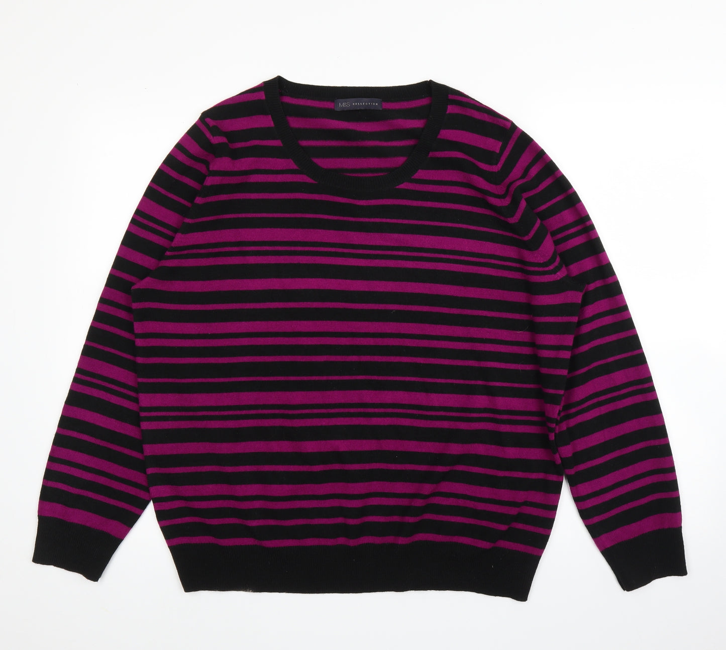 M&S Womens Purple Striped  Pullover Jumper Size 20