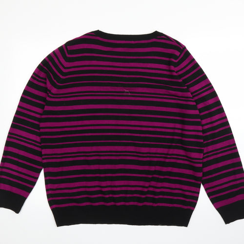 M&S Womens Purple Striped  Pullover Jumper Size 20