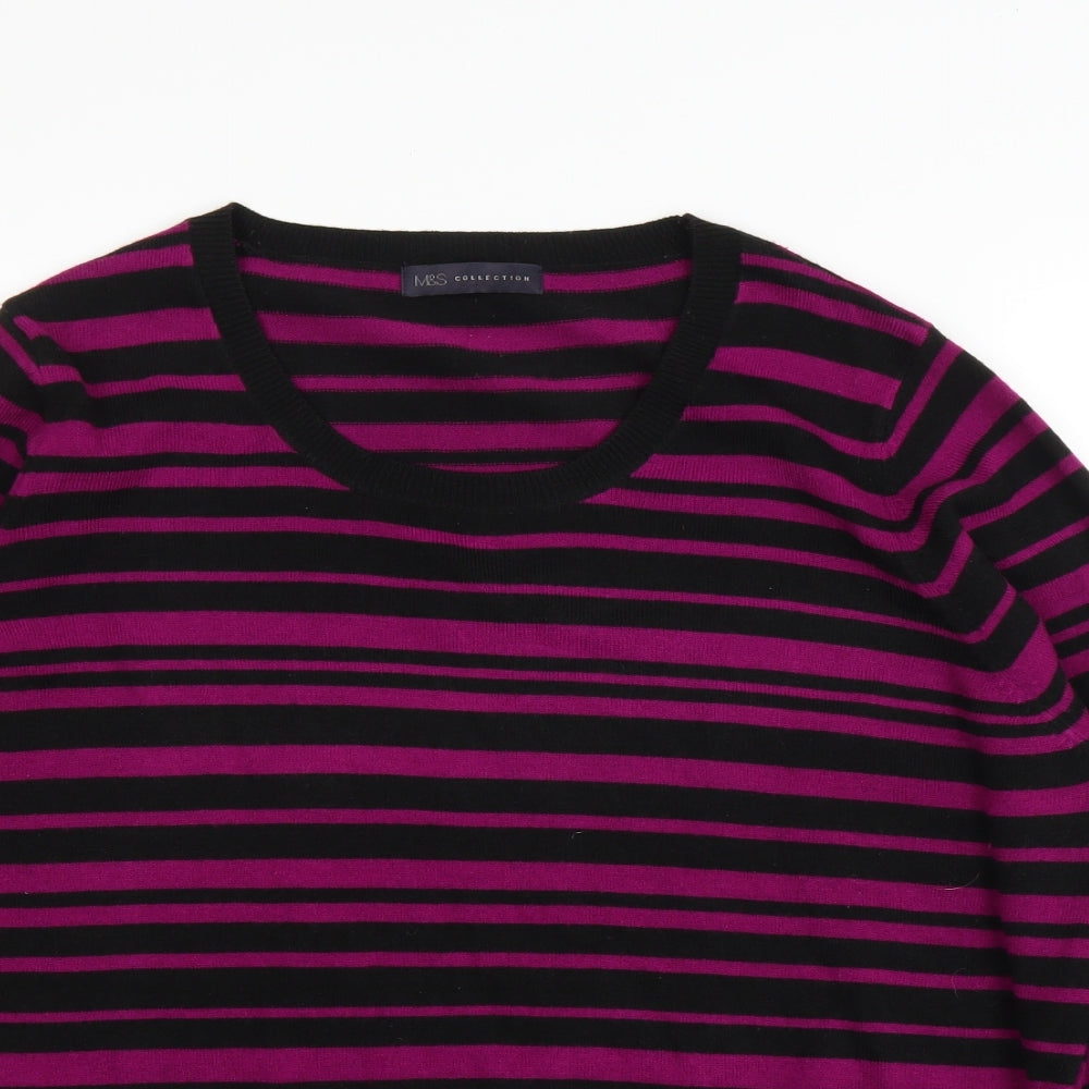 M&S Womens Purple Striped  Pullover Jumper Size 20
