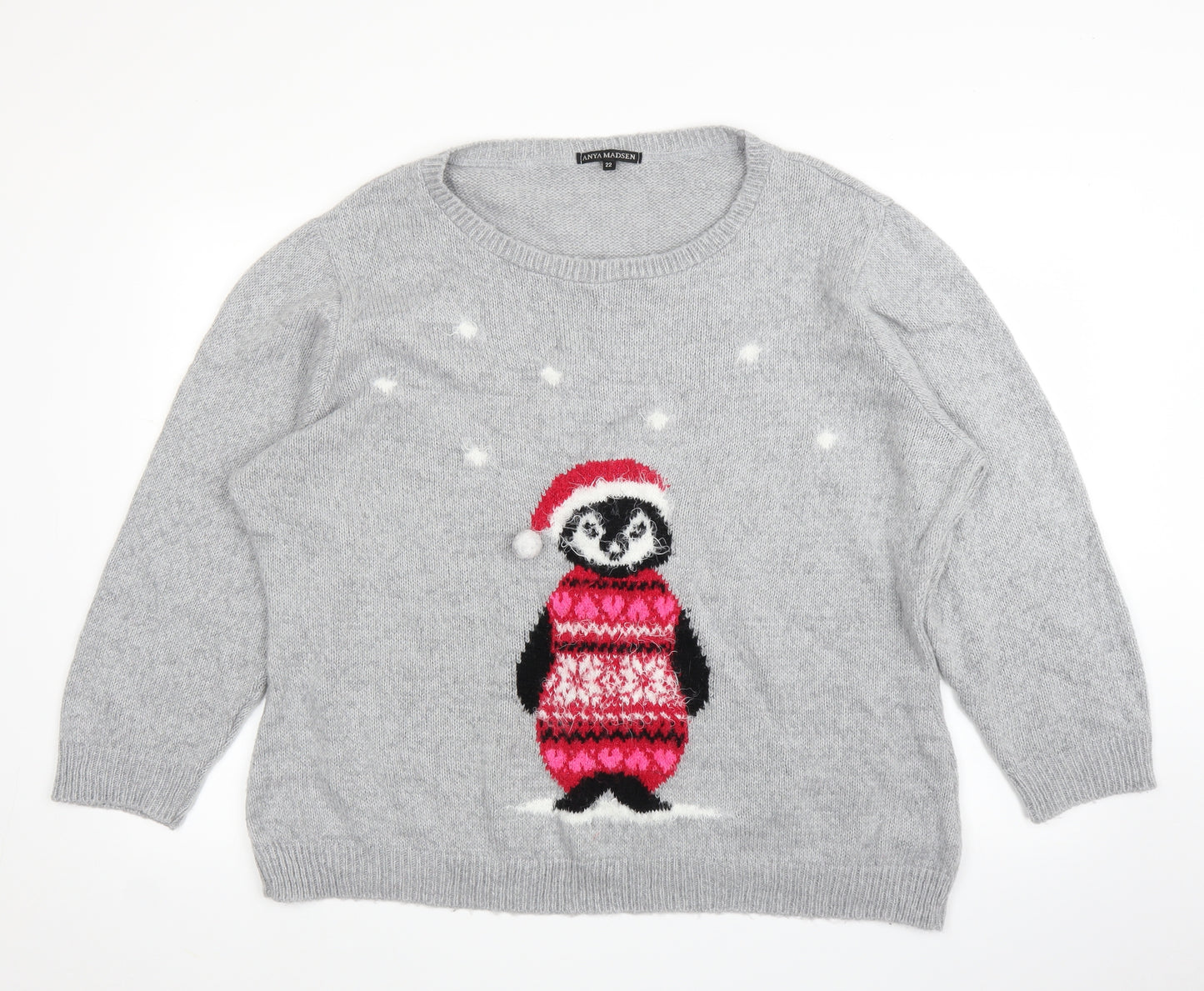 Anya Madsen Womens Grey   Pullover Jumper Size 22  - Christmas