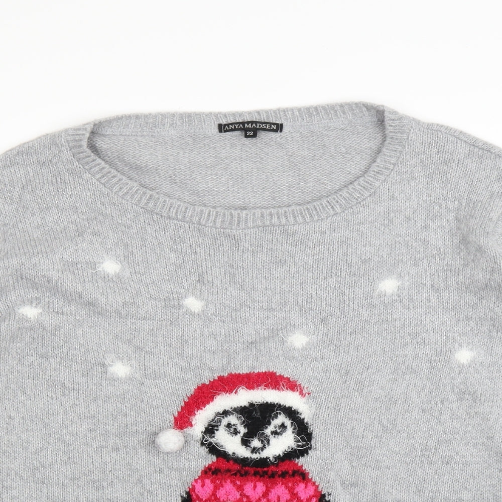 Anya Madsen Womens Grey   Pullover Jumper Size 22  - Christmas