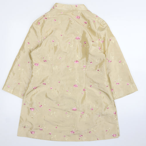 Madam Butterfly Womens Beige Floral  Cardigan Jumper Size 10  - Asian tunic