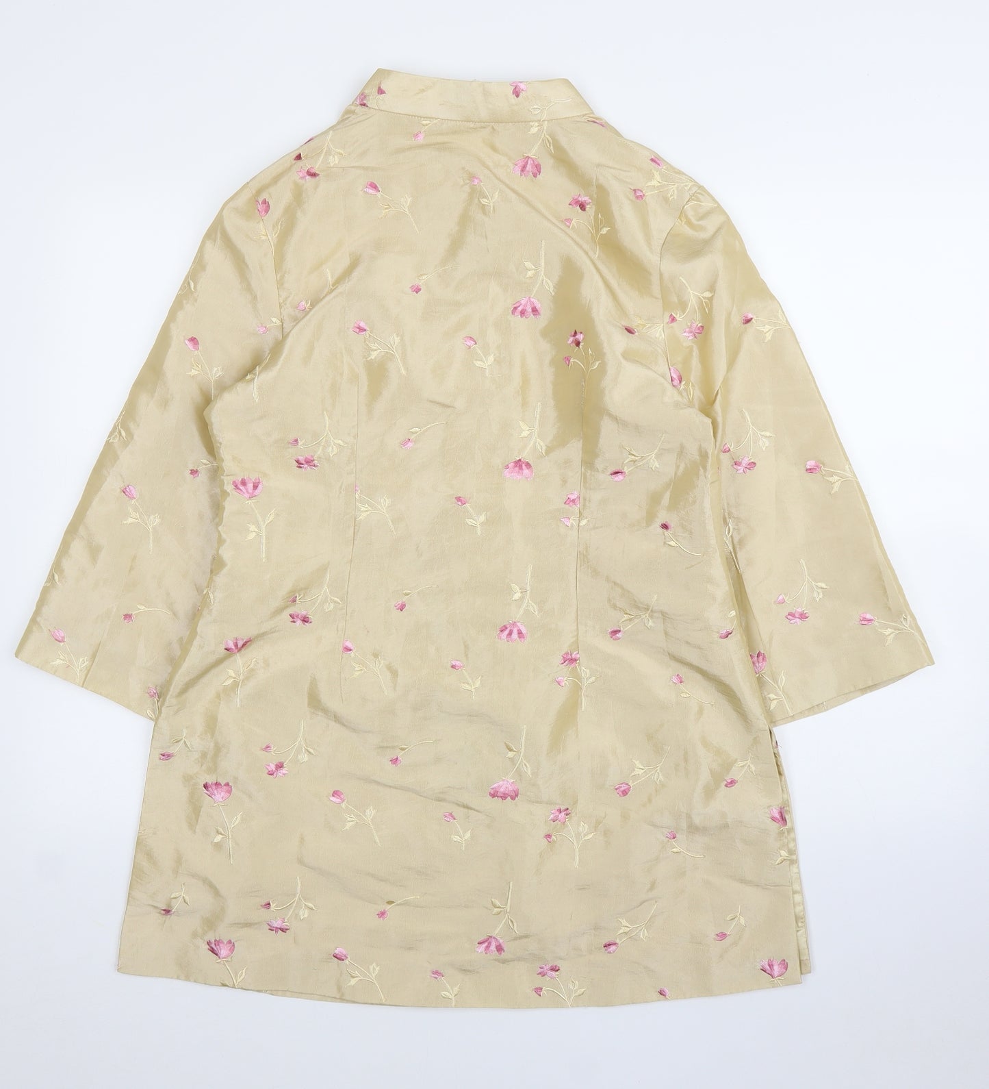 Madam Butterfly Womens Beige Floral  Cardigan Jumper Size 10  - Asian tunic