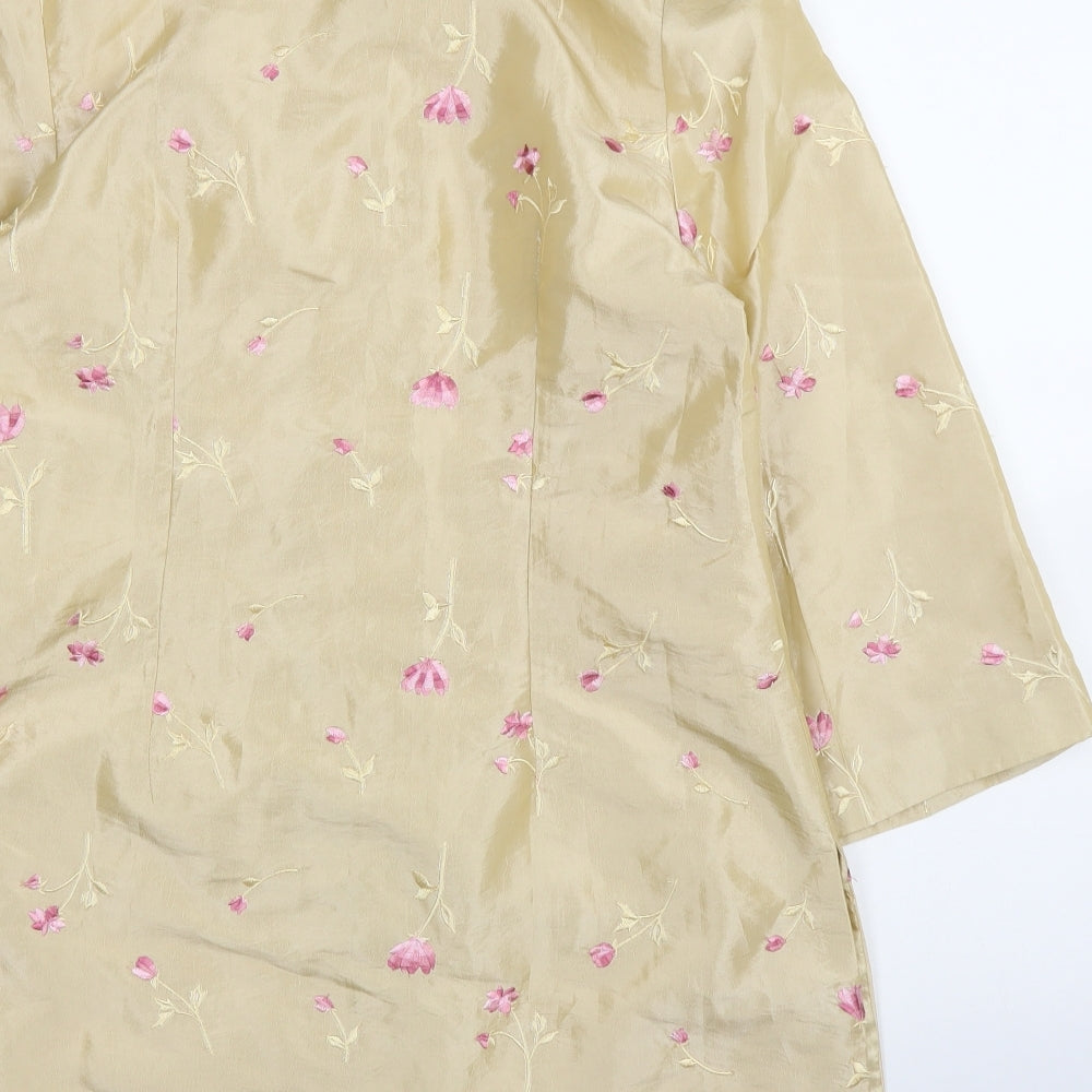 Madam Butterfly Womens Beige Floral  Cardigan Jumper Size 10  - Asian tunic