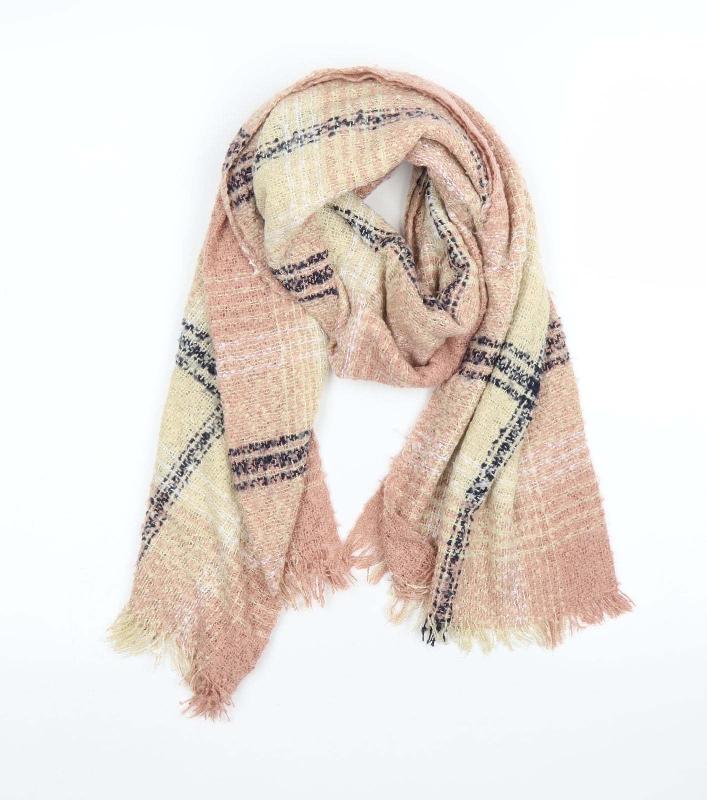 Preworn Unisex Pink Plaid   Scarf