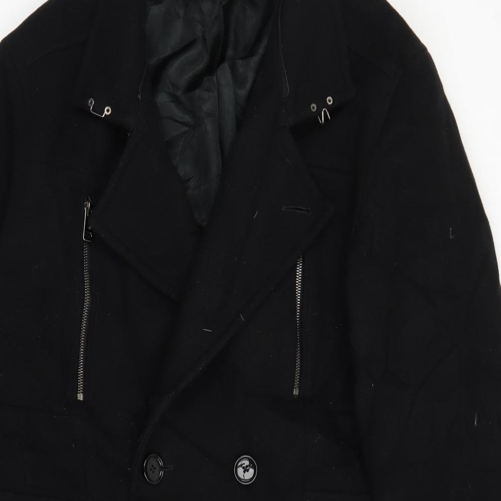 Reiss Mens Black   Pea Coat Coat Size XL