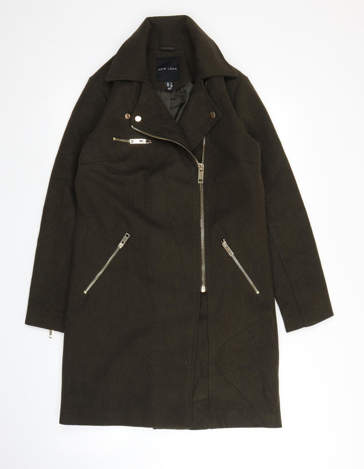 New Look Womens Green   Biker Coat Size 6