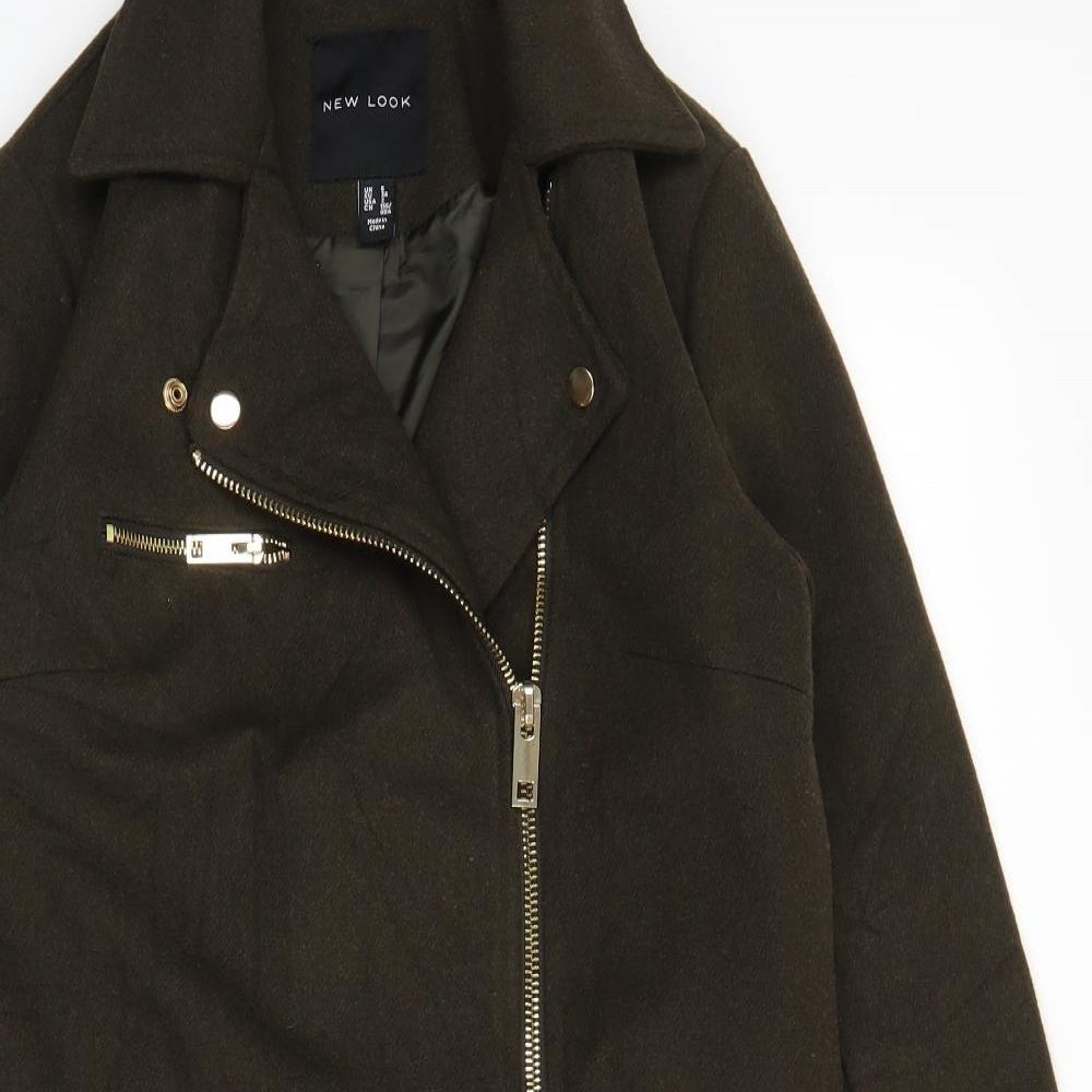 New Look Womens Green   Biker Coat Size 6