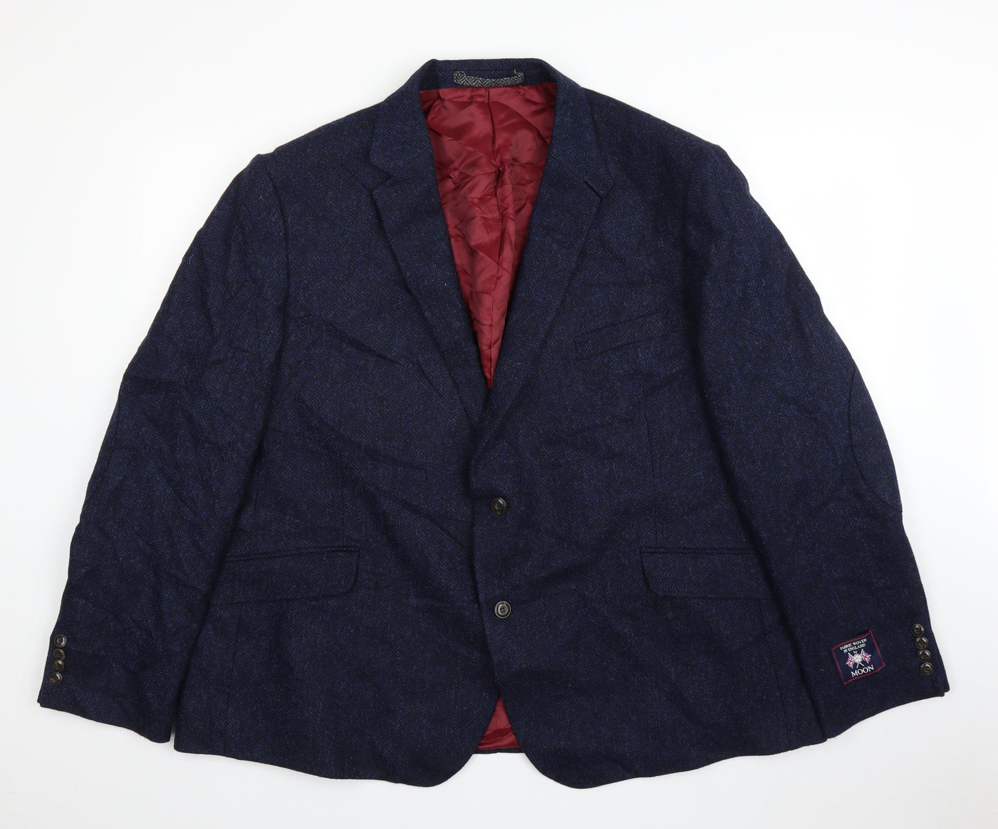 M&S Mens Blue Herringbone  Jacket Suit Jacket Size 48