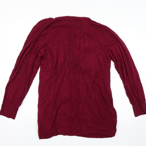 Nutmeg Womens Red Striped  Cardigan Jumper Size 22