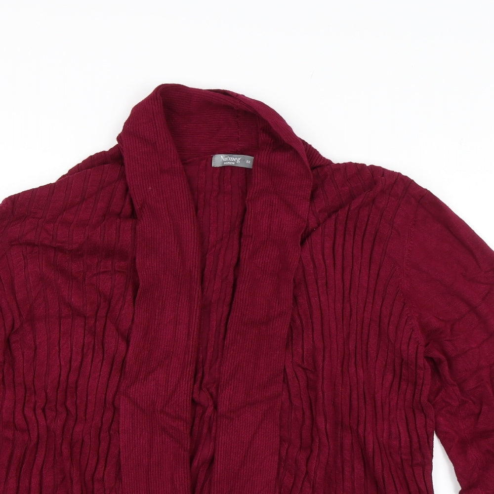 Nutmeg Womens Red Striped  Cardigan Jumper Size 22