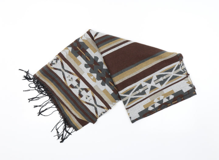 preoworn Womens Brown Striped Scarf