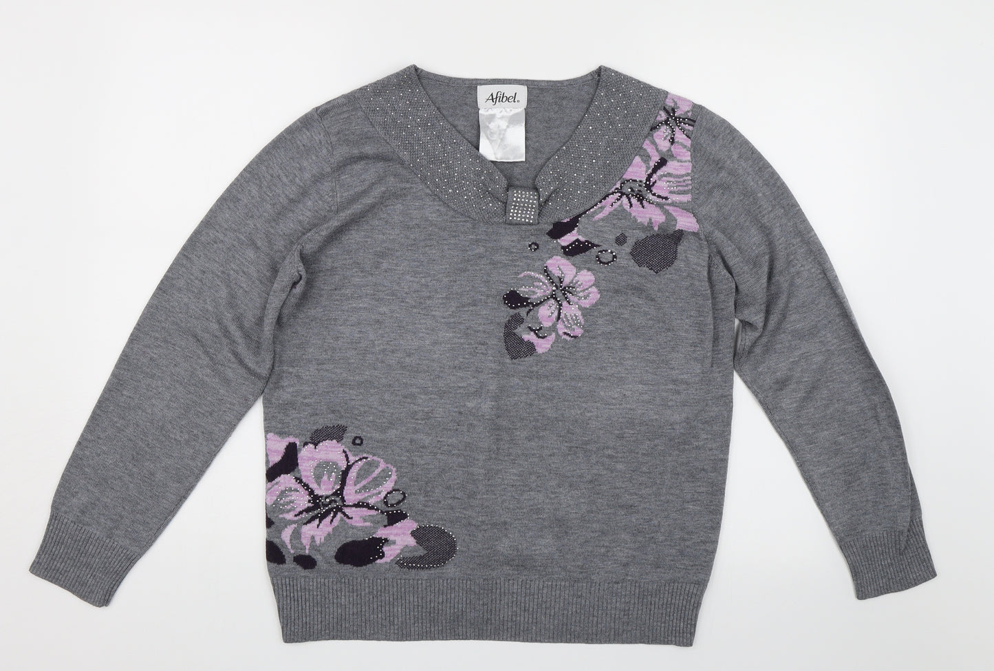 Afibel Womens Grey   Pullover Jumper Size 16