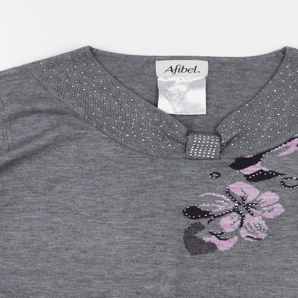 Afibel Womens Grey   Pullover Jumper Size 16