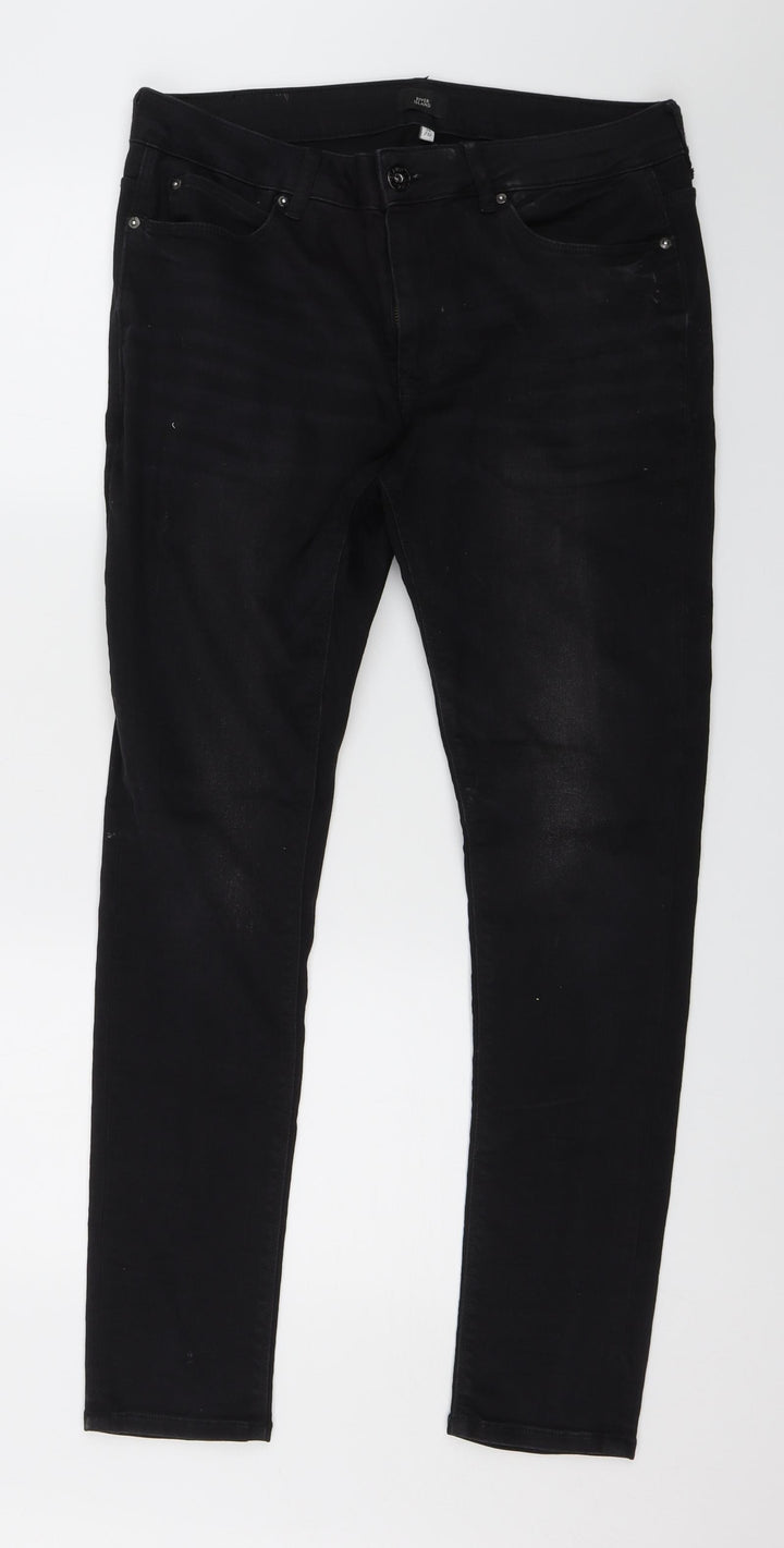River Island Womens Black Skinny Jeans Size 34 L27 in