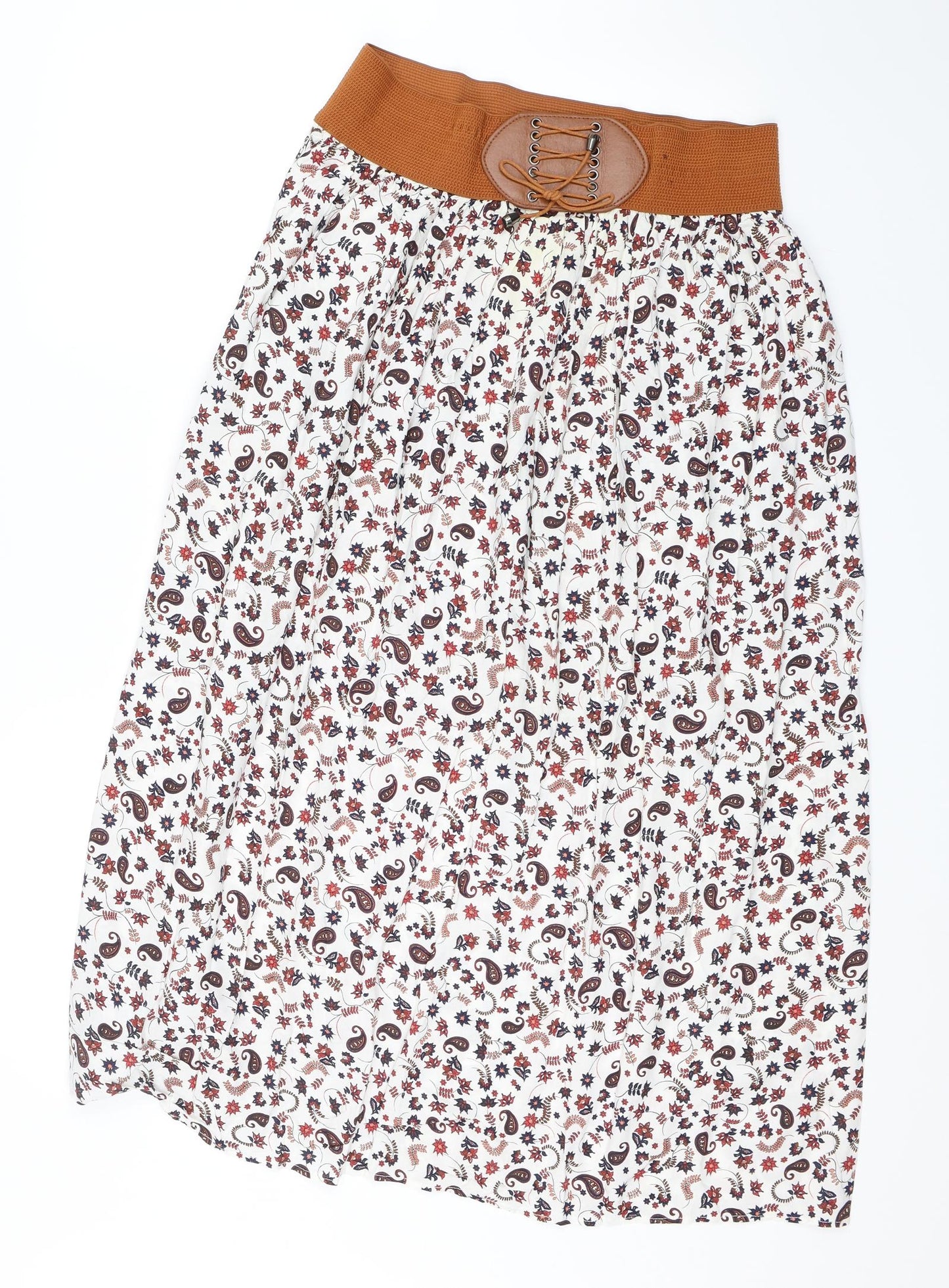 Peacocks Womens White Floral  Flare Skirt Size 14