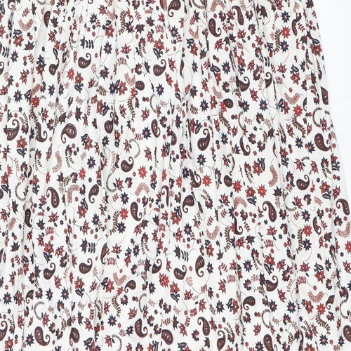 Peacocks Womens White Floral  Flare Skirt Size 14
