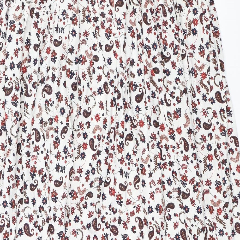 Peacocks Womens White Floral  Flare Skirt Size 14