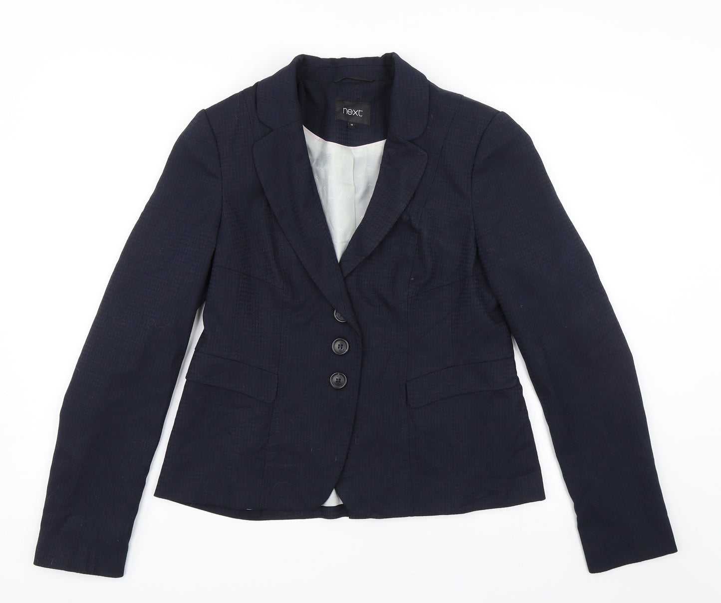NEXT Womens Blue Houndstooth  Jacket Suit Jacket Size 14