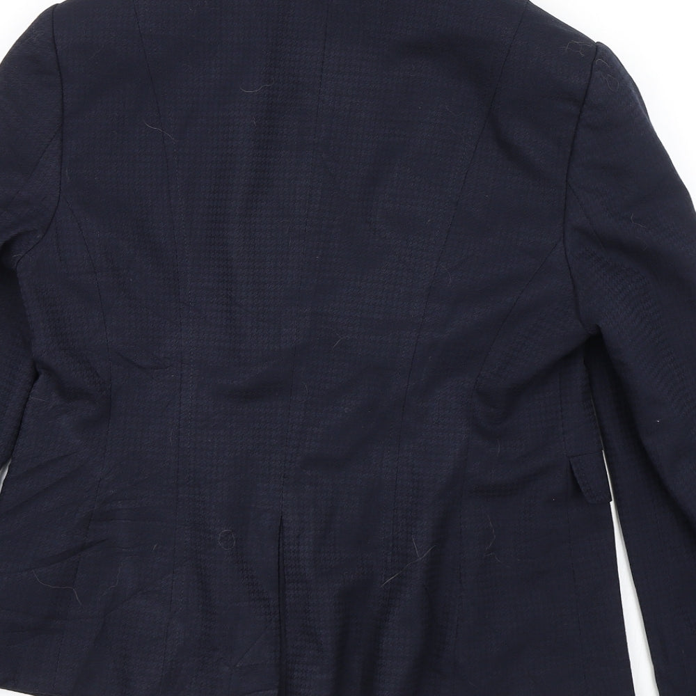 NEXT Womens Blue Houndstooth  Jacket Suit Jacket Size 14