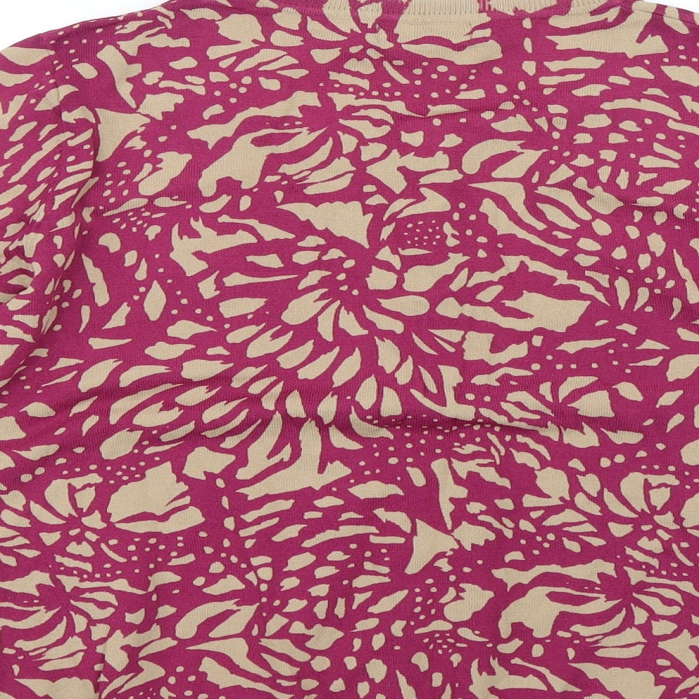 elite Womens Pink Floral  Basic Button-Up Size L