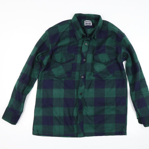 AMPARO Mens Green Plaid   Button-Up Size M