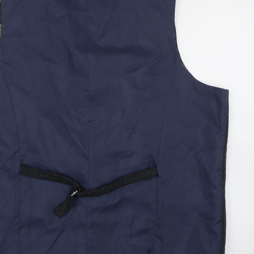 Harvey & jones Mens Blue Herringbone  Jacket Suit Waistcoat Size 46