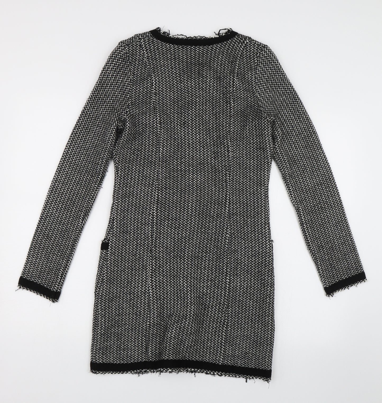 Sisley Womens Black Herringbone  Cardigan Jumper Size XS