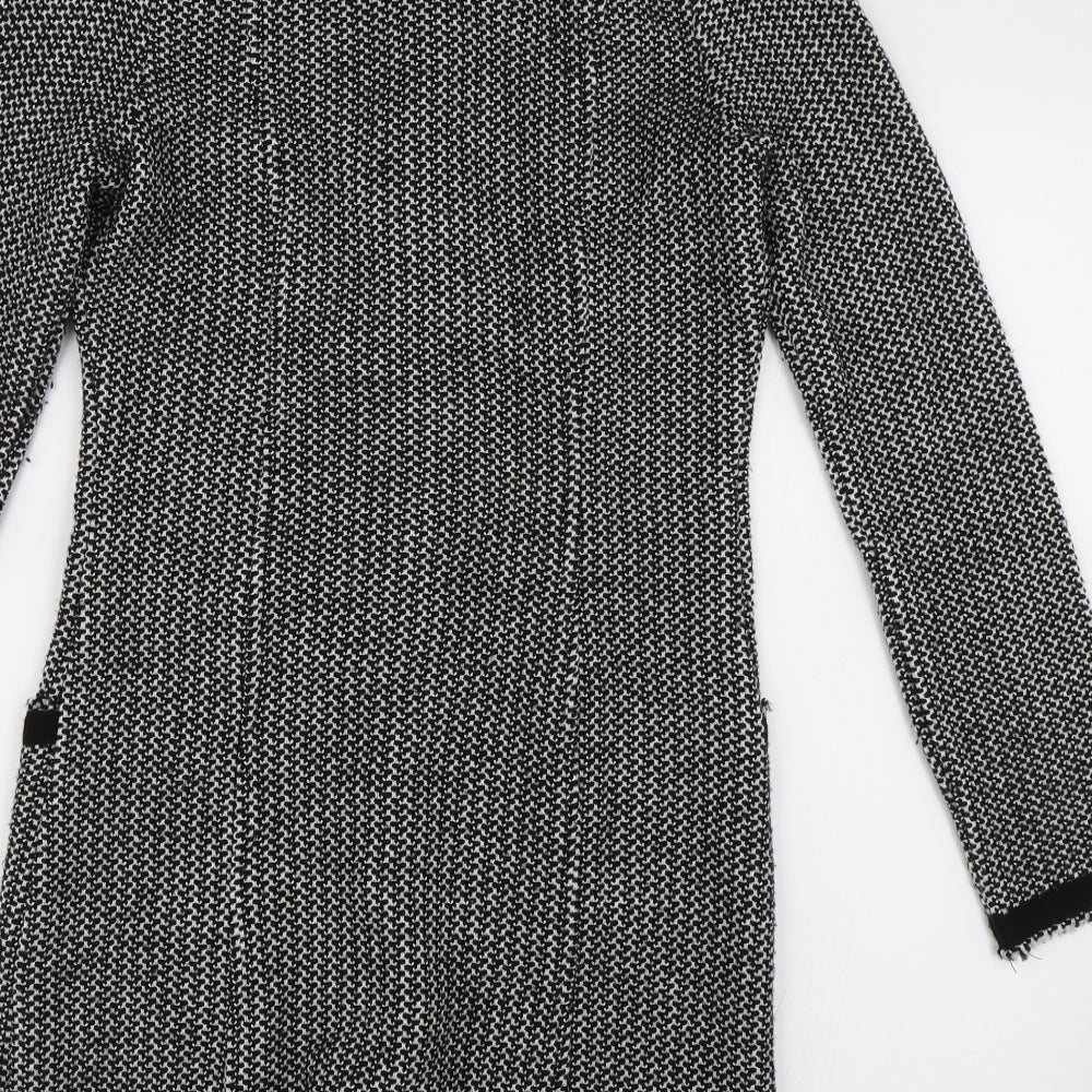 Sisley Womens Black Herringbone  Cardigan Jumper Size XS