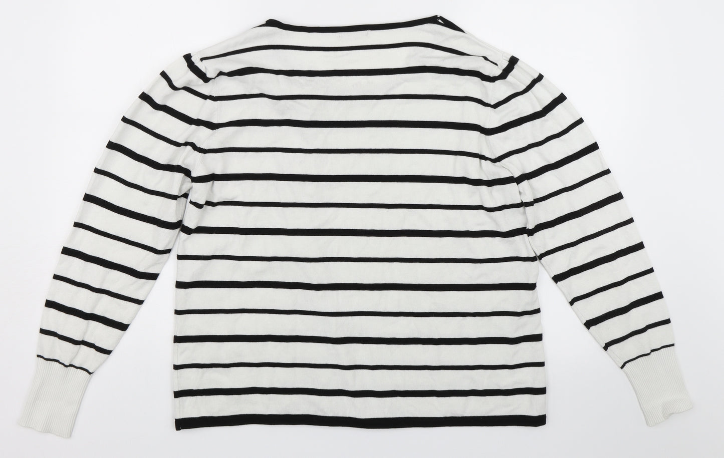 Roman Womens White Striped  Pullover Jumper Size 22