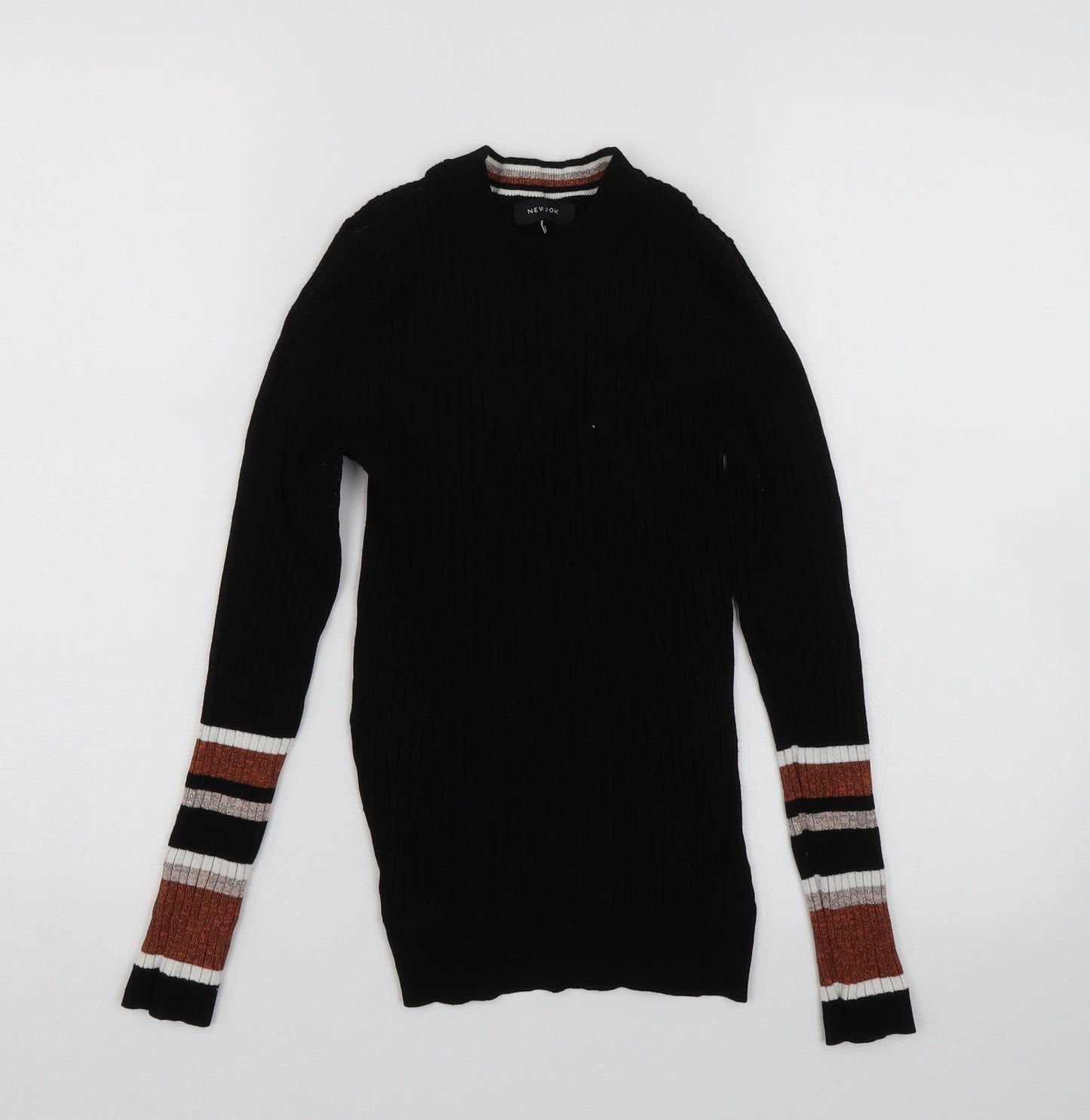 New Look Womens Black Striped  Wrap T-Shirt Size 10