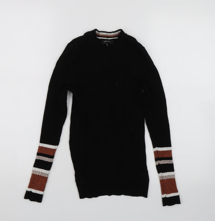 New Look Womens Black Striped  Wrap T-Shirt Size 10