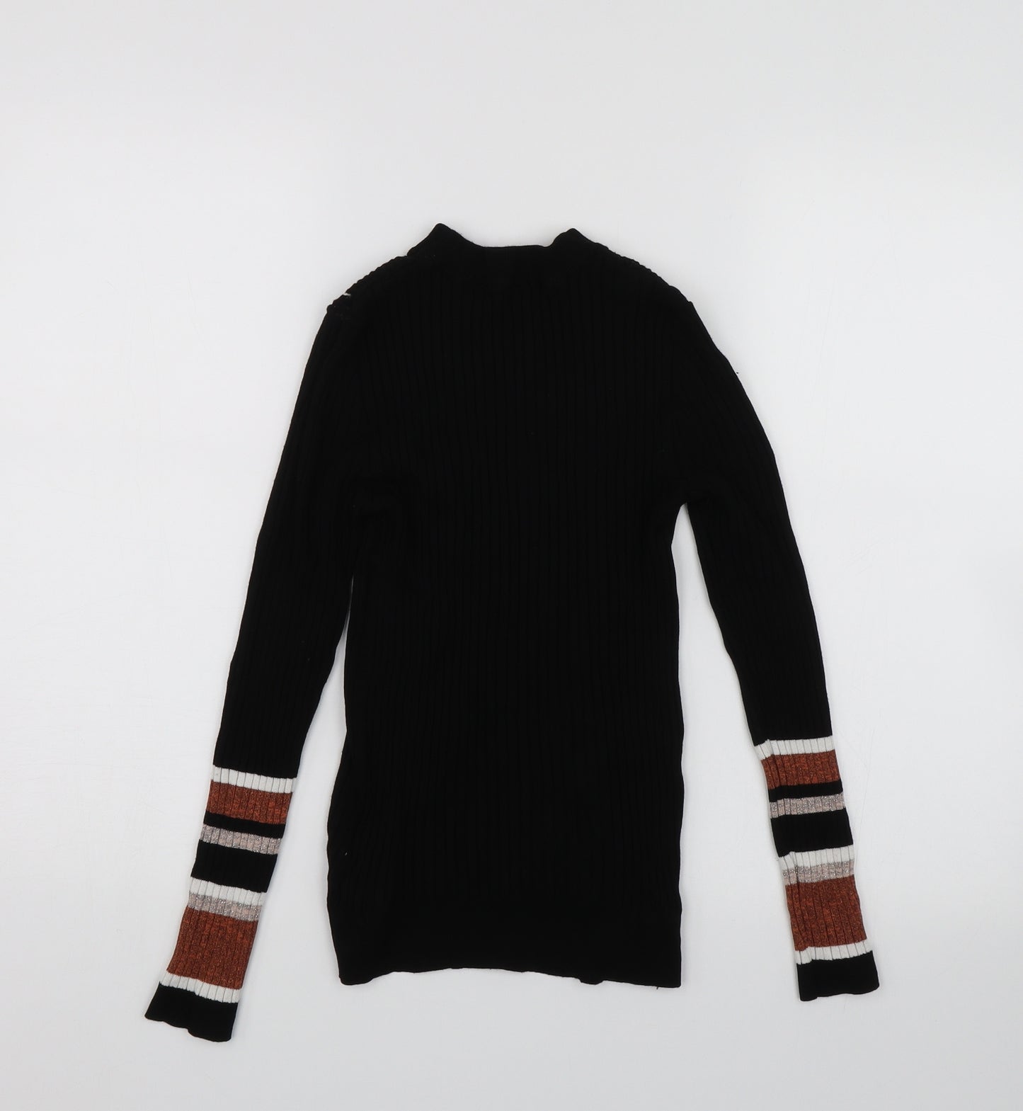 New Look Womens Black Striped  Wrap T-Shirt Size 10