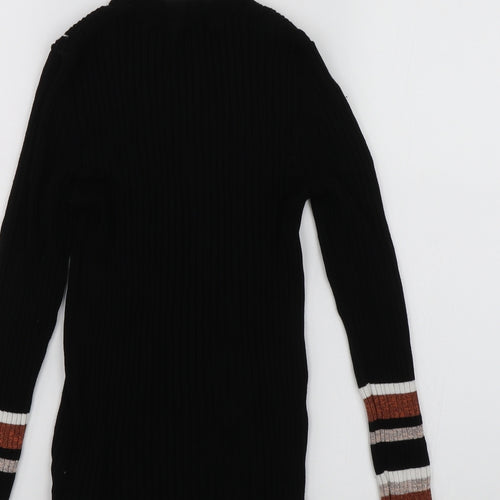 New Look Womens Black Striped  Wrap T-Shirt Size 10