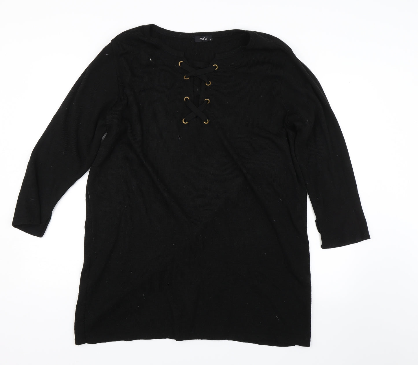 M&Co Womens Black   Basic T-Shirt Size 16