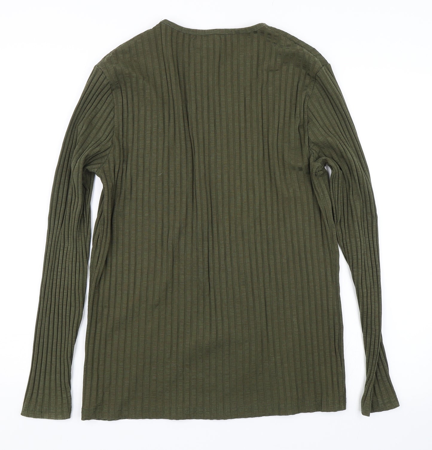 River Island Womens Green Striped  Basic T-Shirt Size M