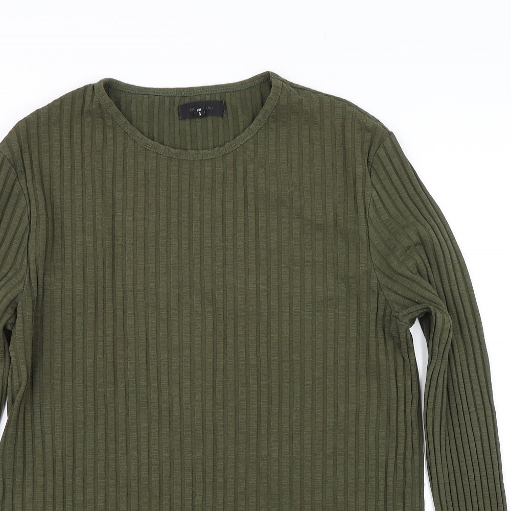River Island Womens Green Striped  Basic T-Shirt Size M