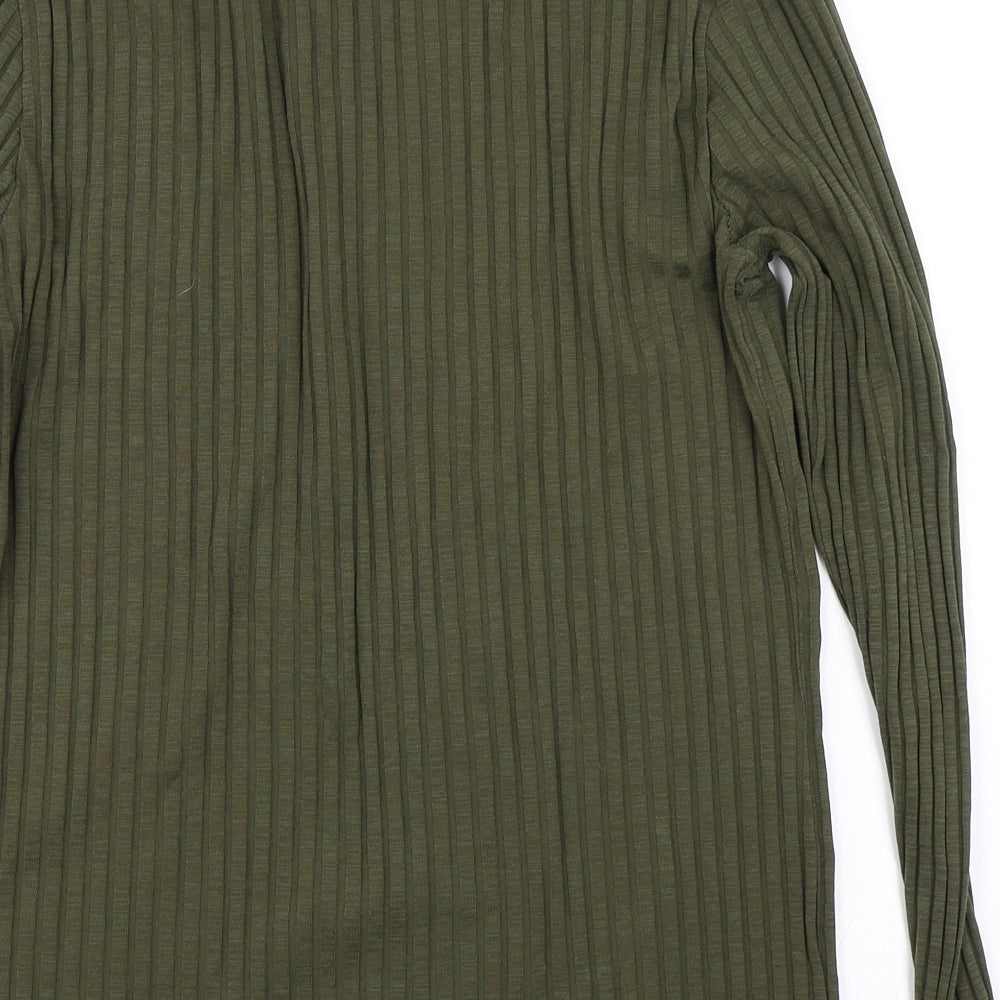 River Island Womens Green Striped  Basic T-Shirt Size M