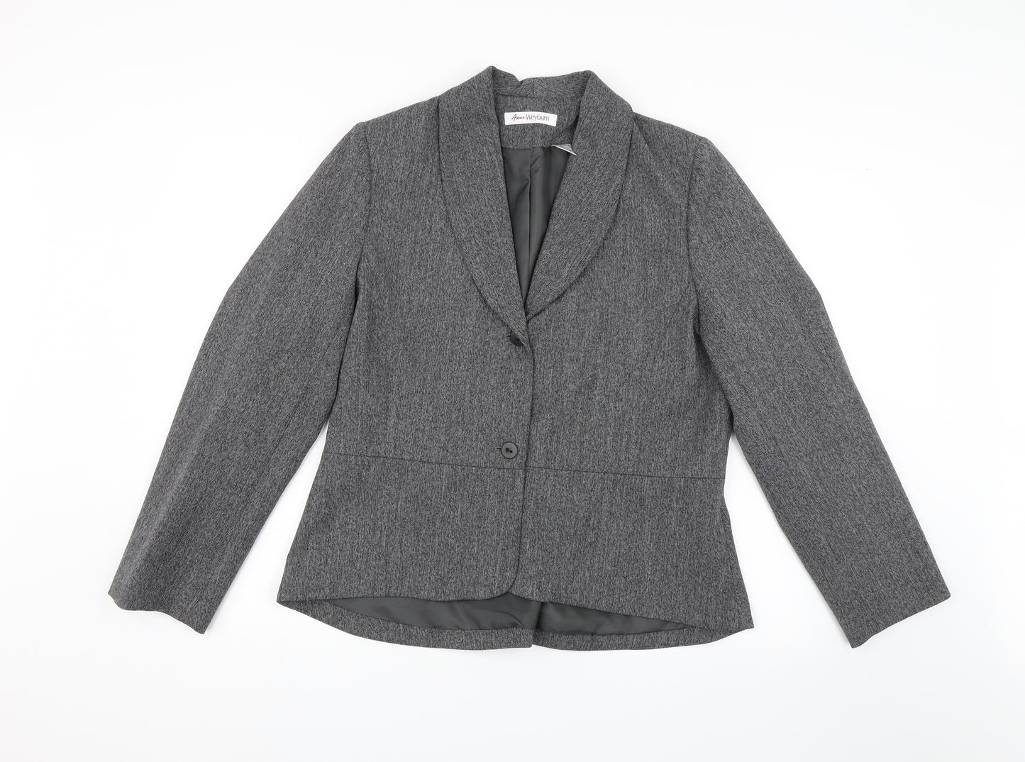 ANNE WEYBURN Womens Grey   Jacket Suit Jacket Size 16