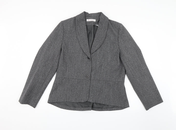 ANNE WEYBURN Womens Grey   Jacket Suit Jacket Size 16