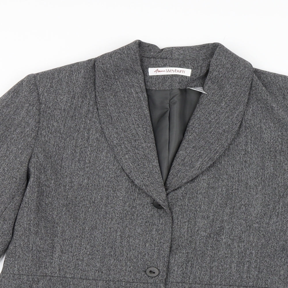 ANNE WEYBURN Womens Grey   Jacket Suit Jacket Size 16