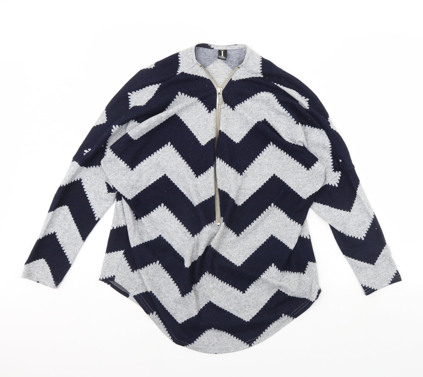 izabel london Womens Blue Herringbone  Pullover Jumper Size 8