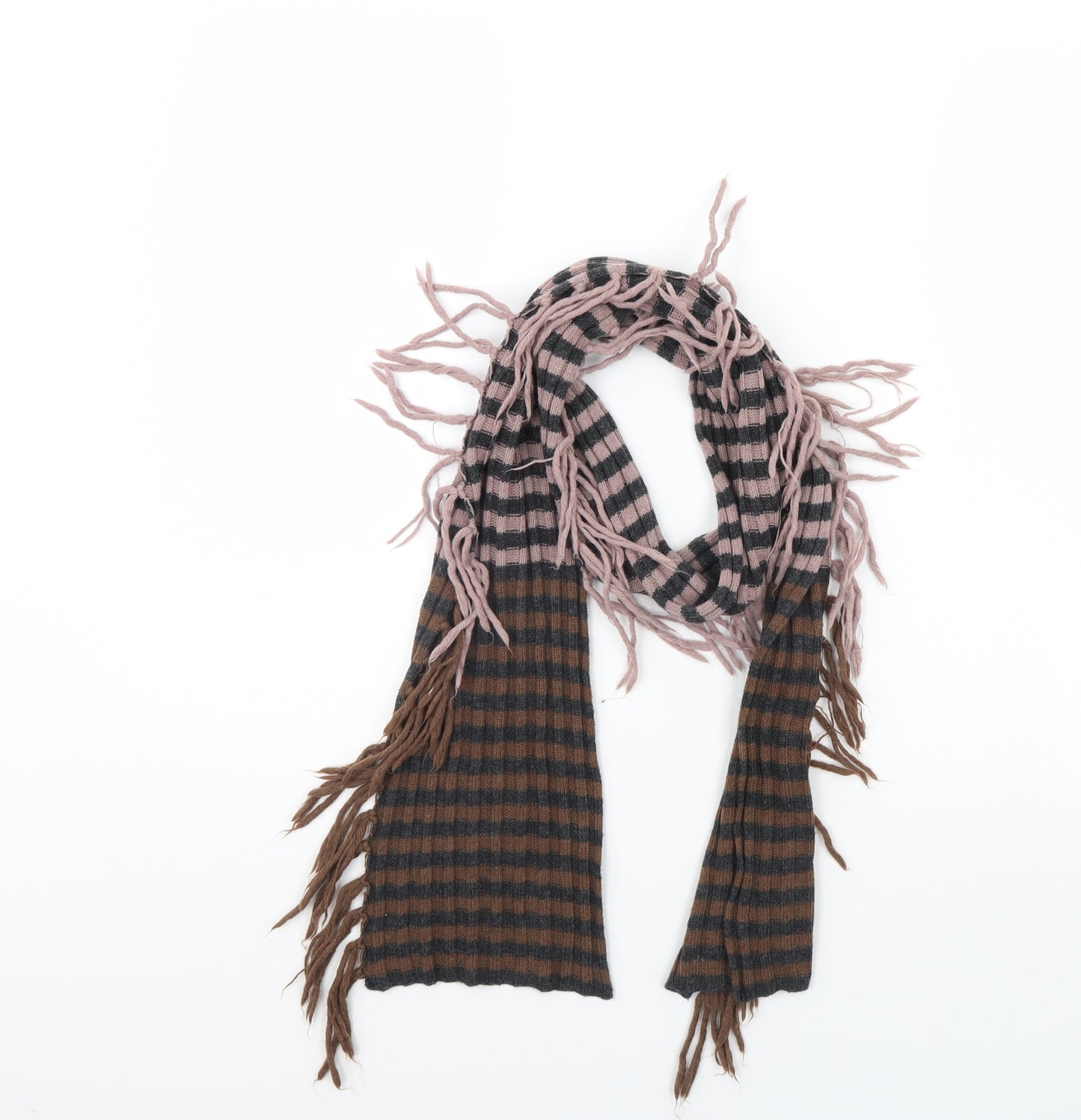 Preworn Womens Brown Striped   Scarf