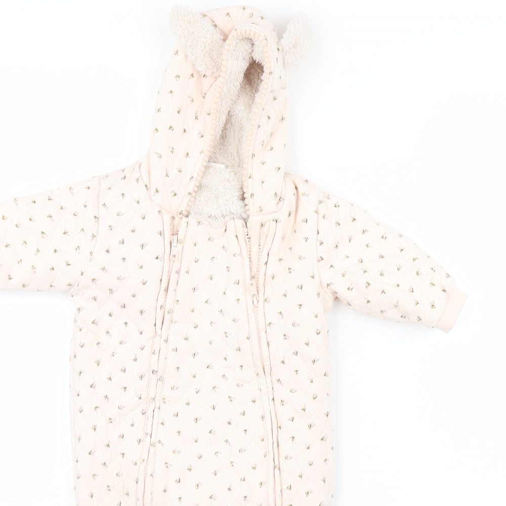 NEXT Girls Pink Floral  Babygrow One-Piece Size 3-6 Months