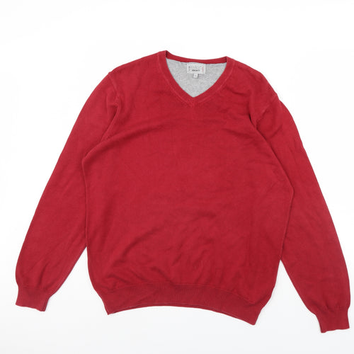 m&s Mens Red   Pullover Jumper Size L