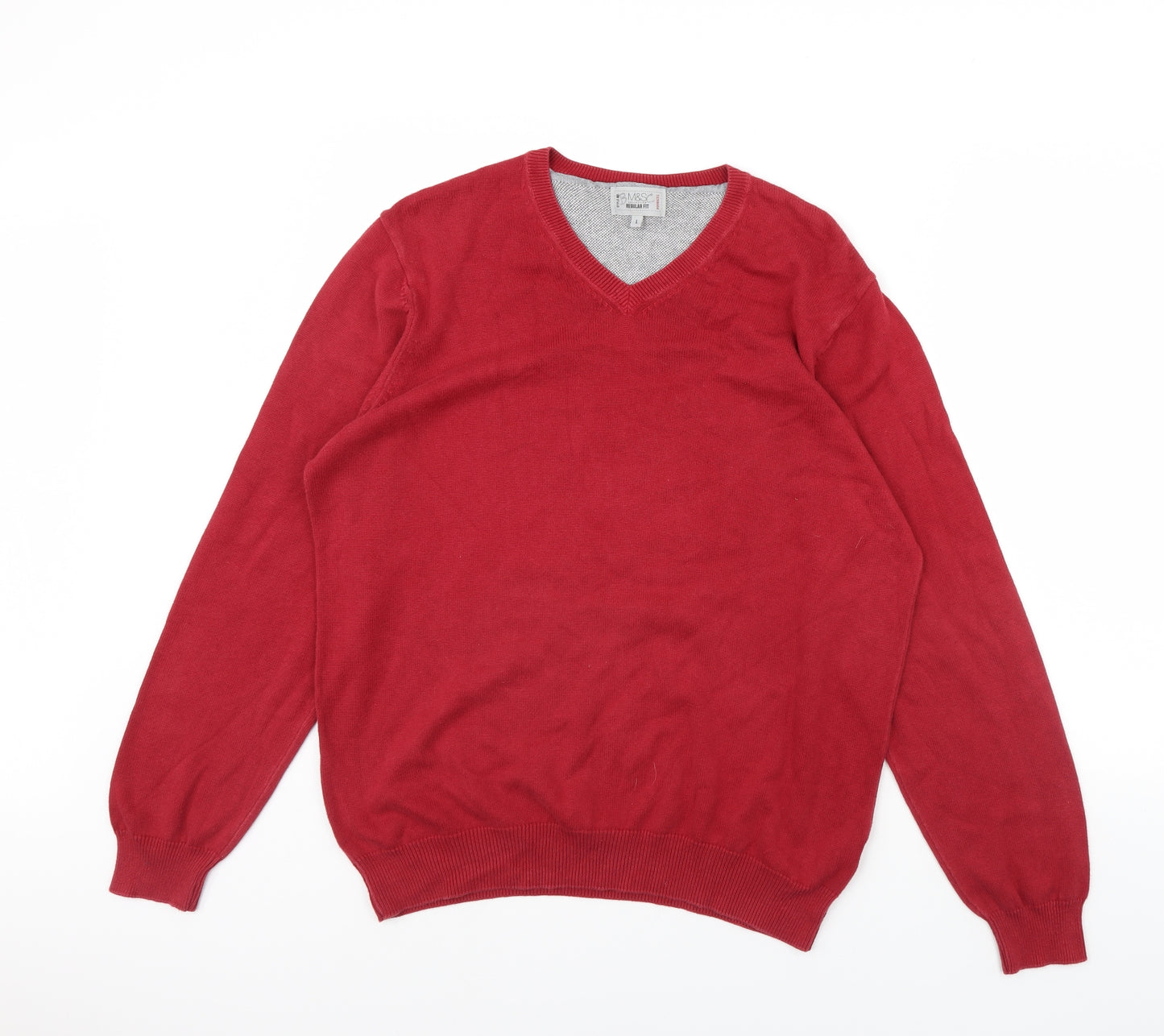 m&s Mens Red   Pullover Jumper Size L