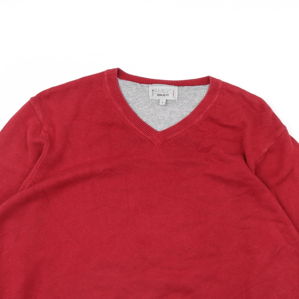 m&s Mens Red   Pullover Jumper Size L